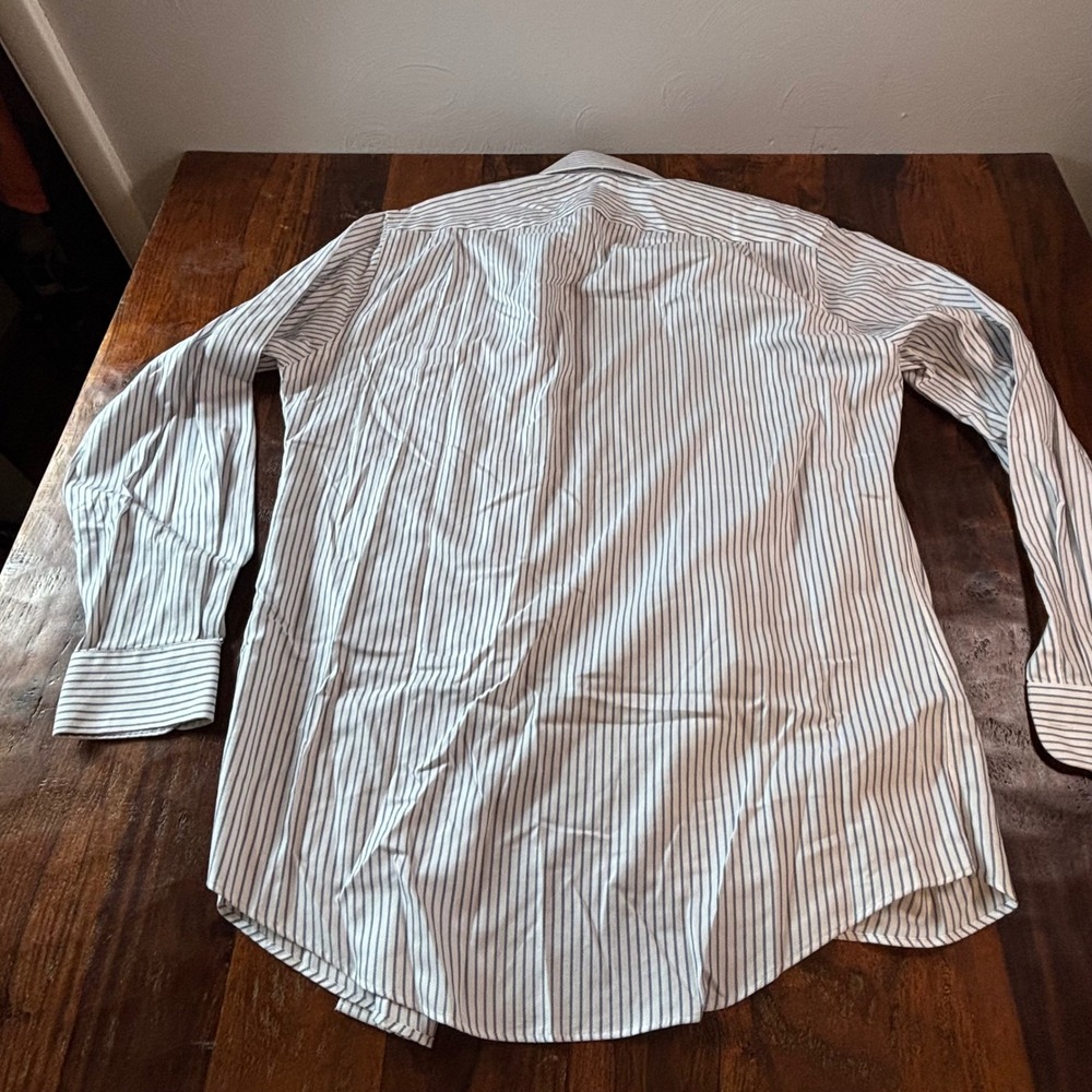 Nordstrom Smartcare Mens Striped Dress Shirt‎ 15.5 35 Tailored Fit Blue White - Picture 3 of 7